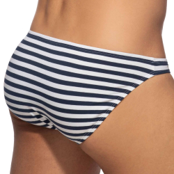 Slip Bikini Marinière Marine - Blanc Addicted