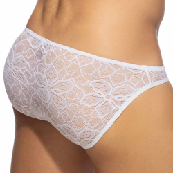 Slip Bikini Dentelle Florale Blanc Addicted