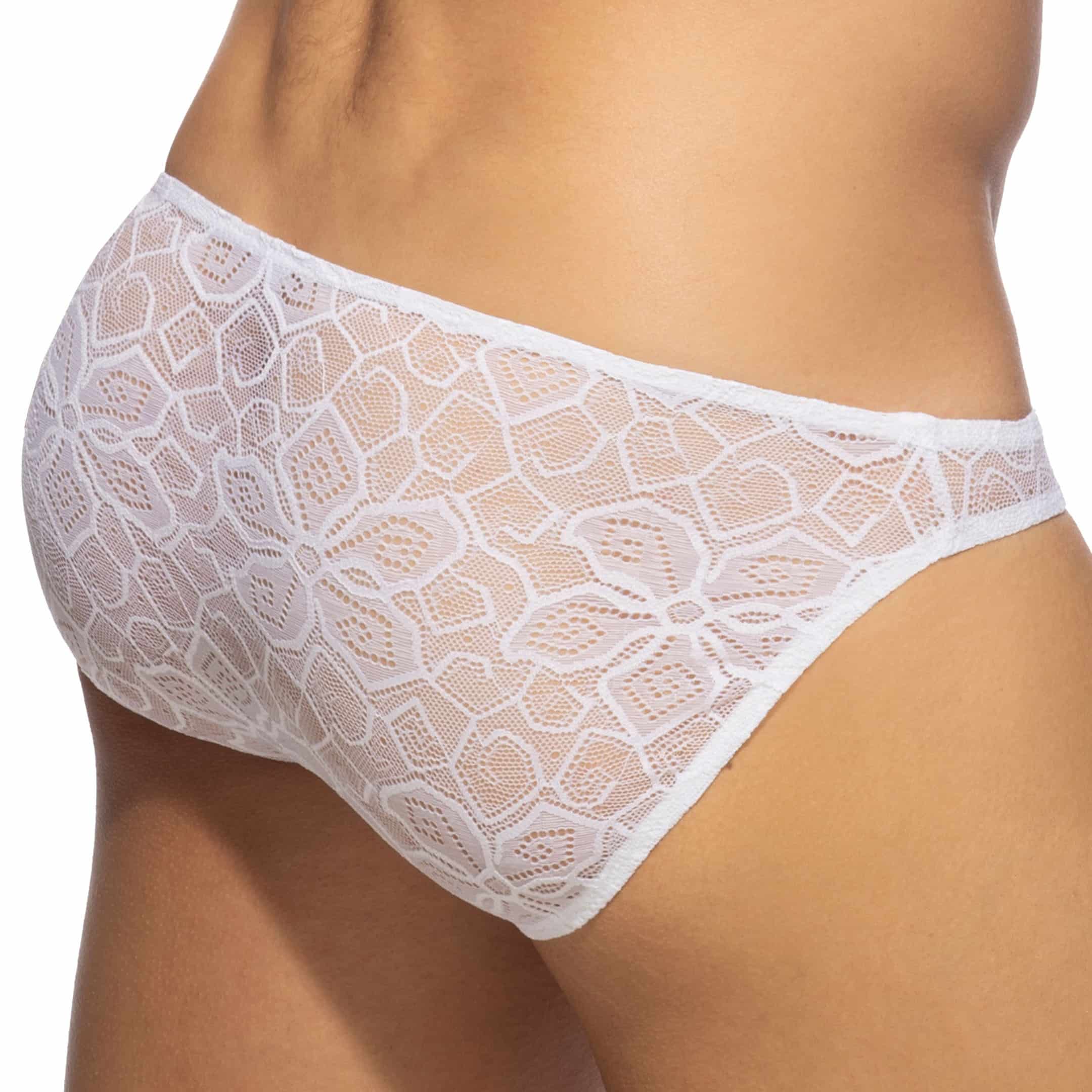 Addicted Flowery Lace Bikini Briefs - White