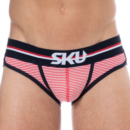 Slip Coton Rayure Rouge - Blanc SKU
