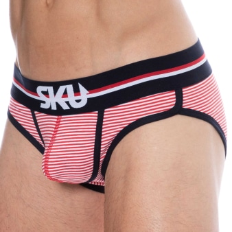 Slip Coton Rayure Rouge - Blanc SKU