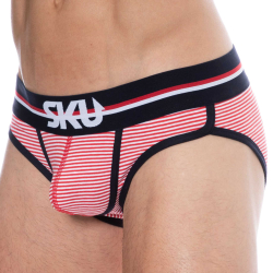 Slip Coton Rayure Rouge - Blanc SKU