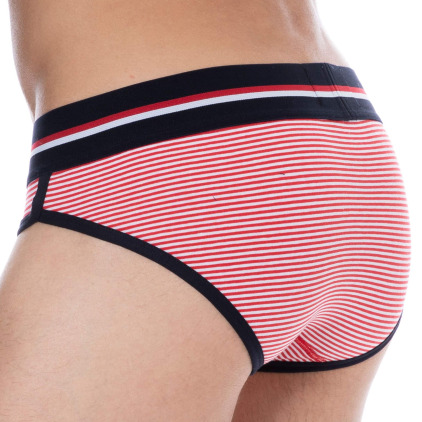 Slip Coton Rayure Rouge - Blanc SKU