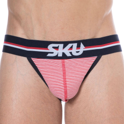 Slip Tanga Coton Rayure Rouge - Blanc SKU