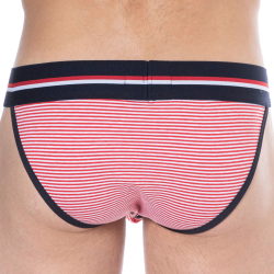 Slip Tanga Coton Rayure Rouge - Blanc SKU