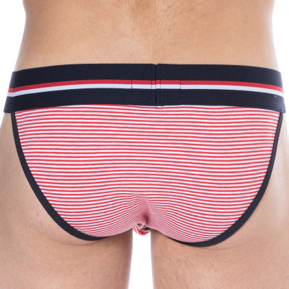 Slip Tanga Coton Rayure Rouge - Blanc SKU