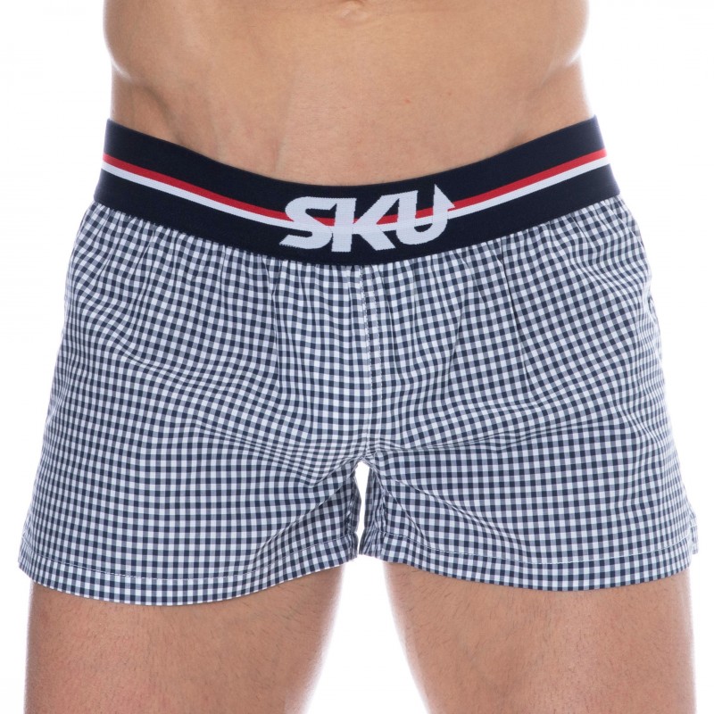 SKU Cotton Boxer Shorts - Blue Gingham |