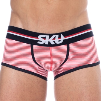 Shorty Coton Rayure Rouge - Blanc SKU