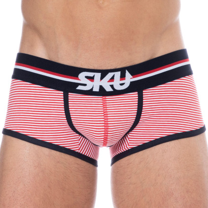 Shorty Coton Rayure Rouge - Blanc SKU