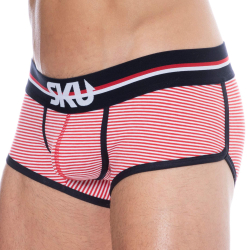Shorty Coton Rayure Rouge - Blanc SKU