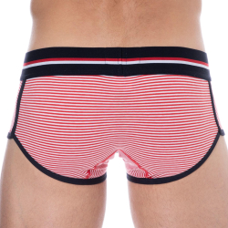 Shorty Coton Rayure Rouge - Blanc SKU