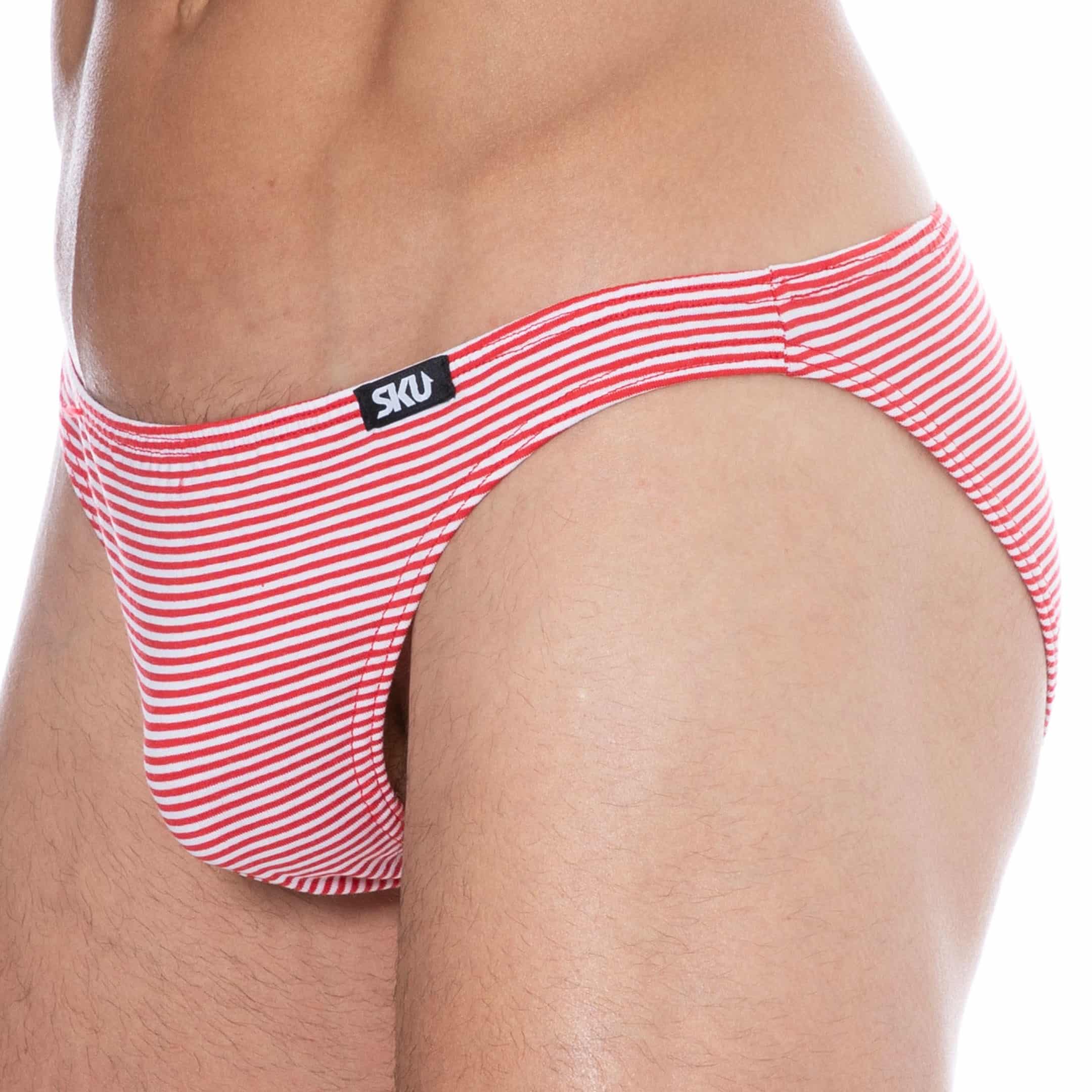 SKU Striped Cotton Mini Briefs - Red - White