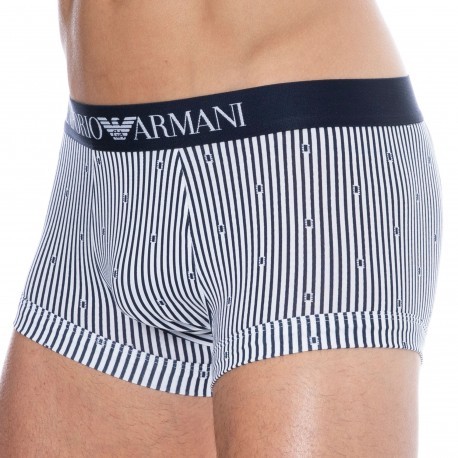 Emporio Armani Classic Pattern Cotton Boxer Briefs - Navy Stripe