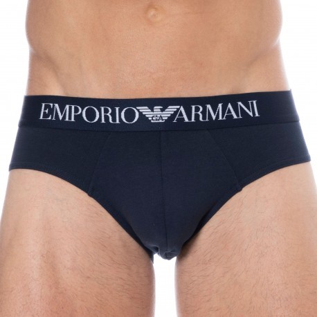 Emporio Armani Classic Pattern Cotton Briefs - Navy
