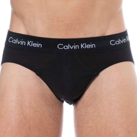 Calvin Klein 3-Pack Cotton Stretch Briefs  - Black - Color Waistband