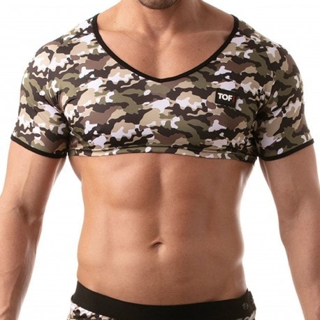 TOF Paris T-Shirt Crop Iconic Camouflage Kaki