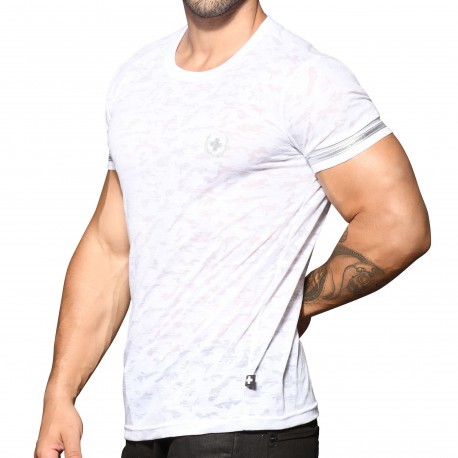 Andrew Christian T-Shirt Camouflage Burnout Blanc