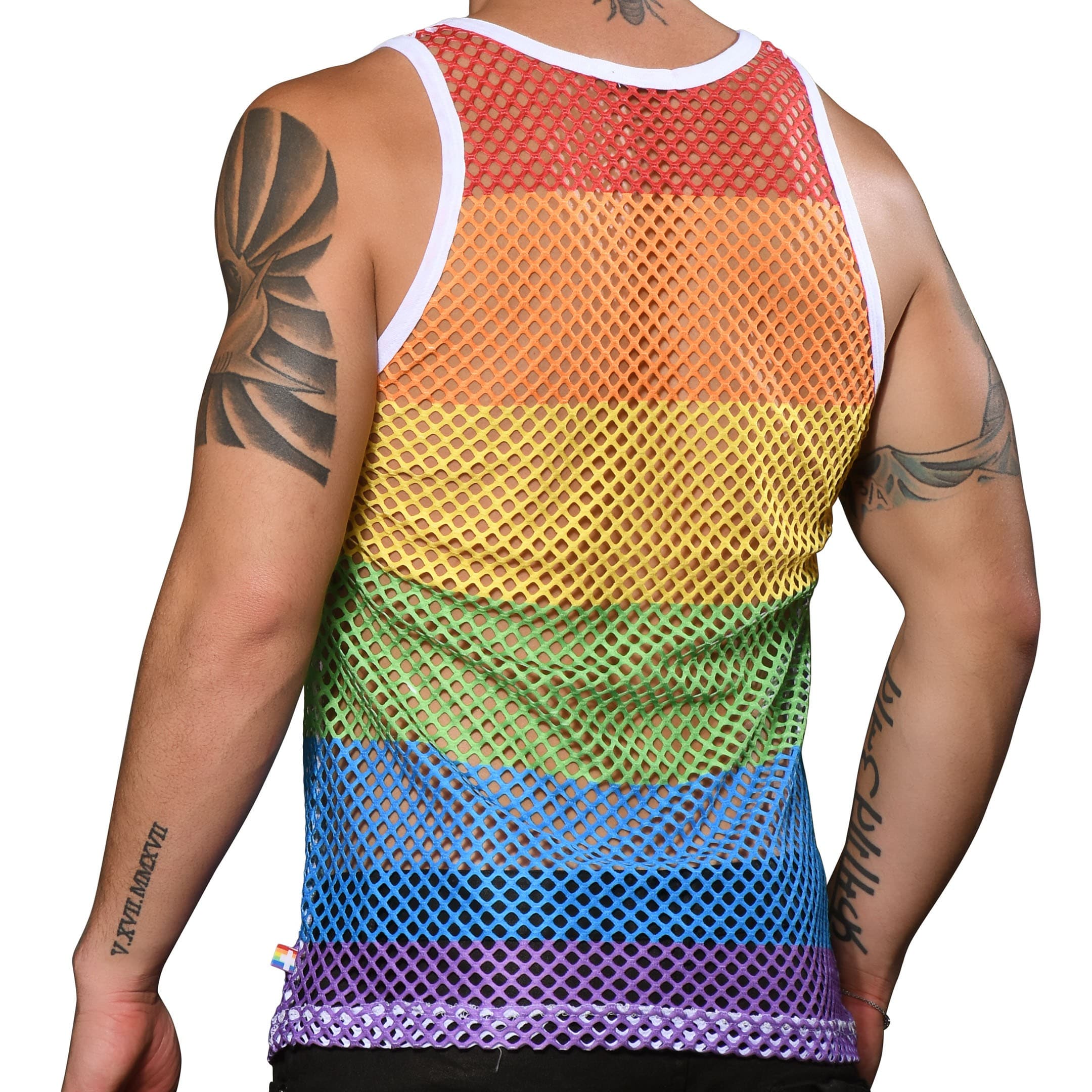 Andrew Christian Pride Mesh Stripe Tank Top - Rainbow | INDERWEAR