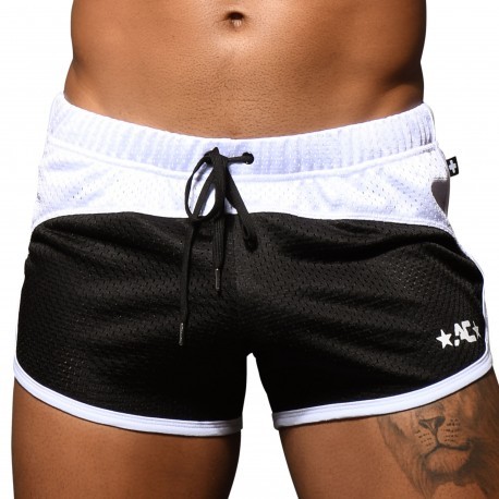 Andrew Christian Sporty Mesh Shorts - Black - White