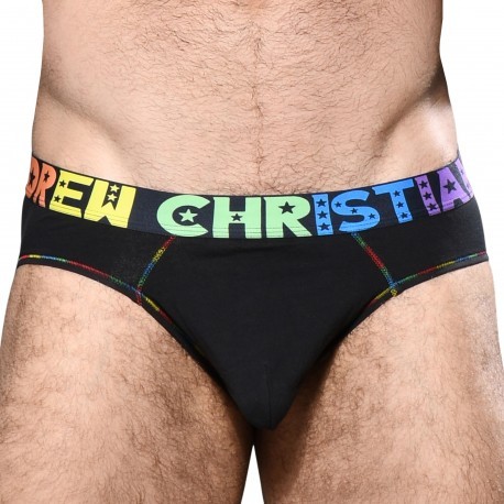 Andrew Christian Almost Naked Pride Cotton Briefs - Black