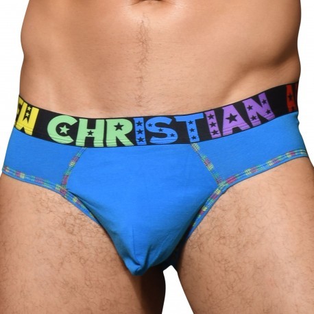 Andrew Christian Slip Almost Naked Coton Pride Bleu Electrique