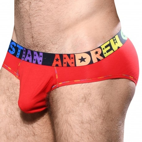 Andrew Christian Slip Almost Naked Coton Pride Rouge
