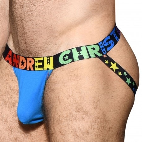 Andrew Christian Jock Strap Almost Naked Coton Pride Bleu Electrique