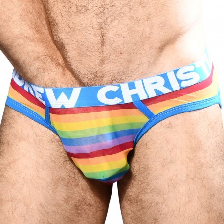 Andrew Christian Slip Almost Naked Sheer Mesh Pride Arc-en-ciel