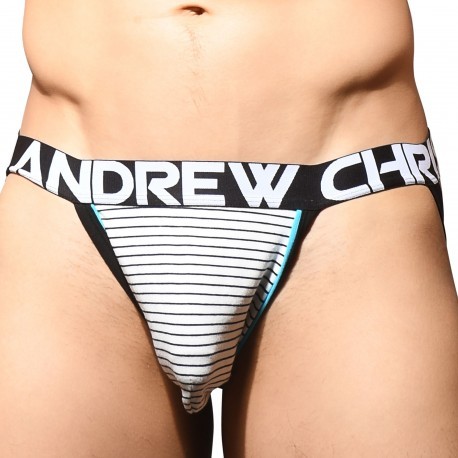 Andrew Christian Jock Strap Almost Naked Avalon Stripe Blanc - Noir