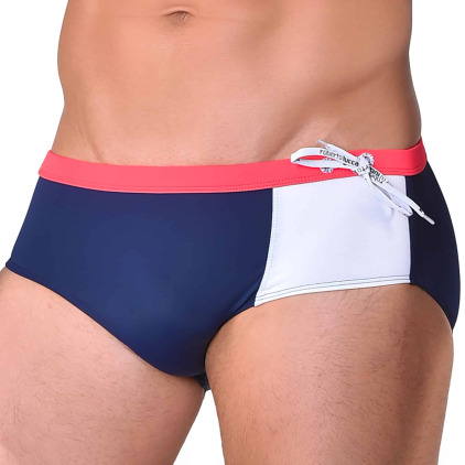 Roberto Lucca Slip de Bain Bleu - Blanc - Rouge