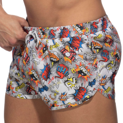 Addicted Short de Bain Comic Blanc