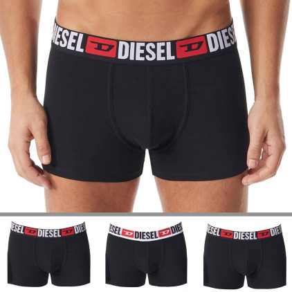 Diesel - Lot de trois boxers avec taille ornée du logo sur toute la surface - Boxeurs courts - Homme - Noir