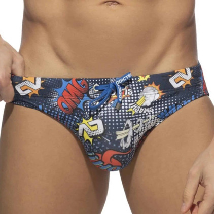 Addicted Slip de Bain Comic Bleu Marine