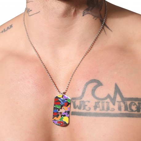 Andrew Christian Collier Dog Tag Pride Camouflage