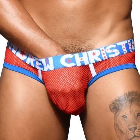 Andrew Christian Almost Naked Defender Net Briefs - Red
