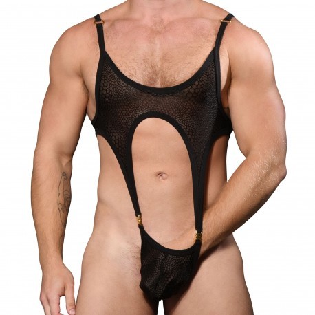 Andrew Christian Almost Naked Bubble Mesh Body Thong - Black