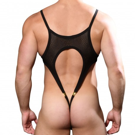 Andrew Christian Almost Naked Bubble Mesh Body Thong - Black