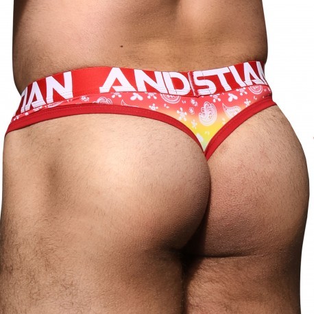 Andrew Christian Almost Naked Bandana Pride Thong - Multicolor