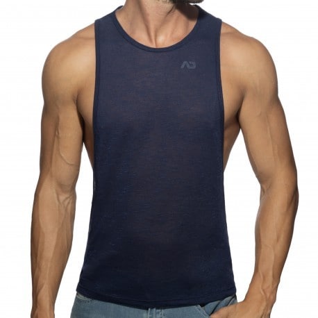 Addicted Flame Low Rider Tank Top - Navy