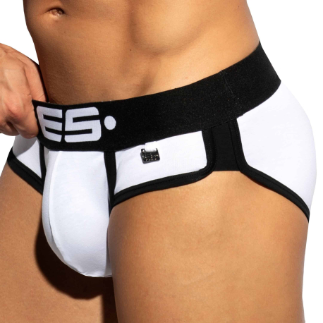 ES Collection Double Side Cotton Briefs - White - Black