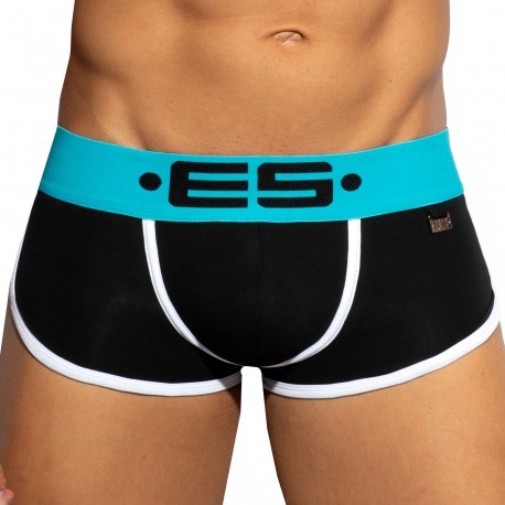 ES Collection Double Side Cotton Trunks - Black - Turquoise