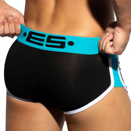 Shorty Double Side Coton Noir - Turquoise ES Collection