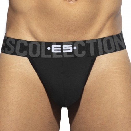 ES Collection Stretch Cotton Thong - Black