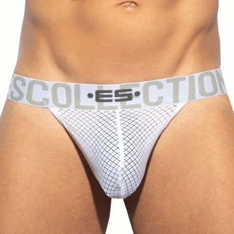 ES Collection Diamond Lace Thong - White