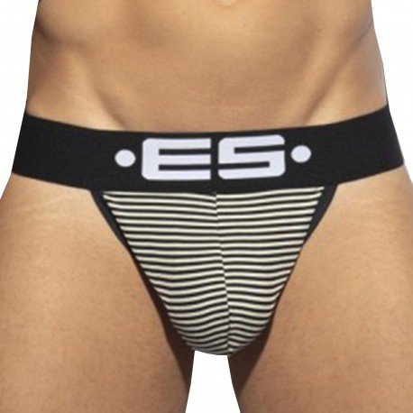 ES Collection Multi Stripes Thong - Black - White