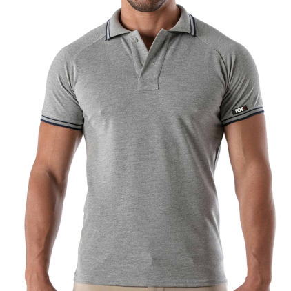 TOF Paris Polo Patriot Coton Gris Chiné TOF Paris Polo Patriot Coton Gris Chiné