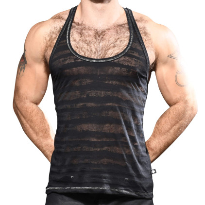 Andrew Christian Débardeur Burnout Stripe Noir Andrew Christian Débardeur Burnout Stripe Noir