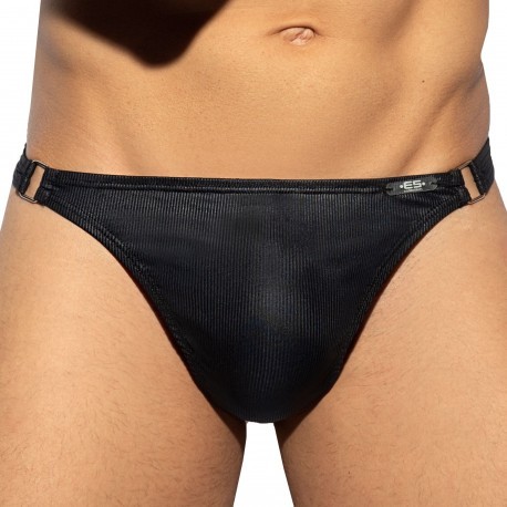 ES Collection String Shiny Recycled Rib Noir