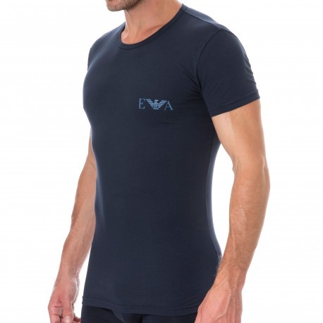 Emporio Armani T-Shirt Bold Monogram Coton Bleu Marine