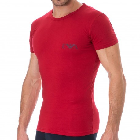 Emporio Armani T-Shirt Bold Monogram Coton Rouge Cerise